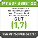 Siegel GUT 1,7 Gästezufriedenheit im Weimarer Land